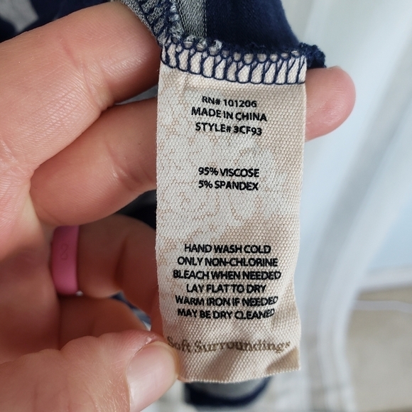 Soft Surroundings Striped Jersey Knit Tunic Dress Blue Gray Size Petite Medium - Picture 6 of 8